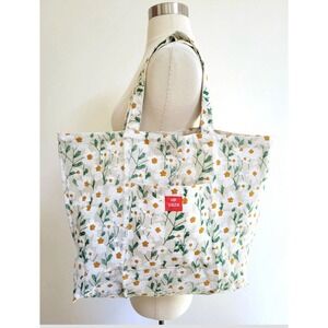 Yaza 100% Cotton Fabric Daisy Print Tote Bag, Reusable, Ethical Practice